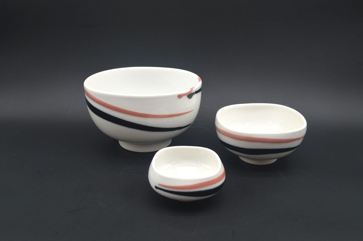 Vintage Royal Copenhagen Fajance Schalen Set 5/5318, 5/5114, 5/5329 Danish Design 1980er Jahre Baca Serie MCM Designklassiker