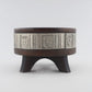 Mid-Century dänische handgearbeitete Holz Schale mit Zinn Wikingerrelief 1960s Danmark Scandi Design - nordische Mythologie