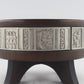 Mid-Century dänische handgearbeitete Holz Schale mit Zinn Wikingerrelief 1960s Danmark Scandi Design - nordische Mythologie