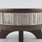 Mid-Century dänische handgearbeitete Holz Schale mit Zinn Wikingerrelief 1960s Danmark Scandi Design - nordische Mythologie