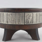 Mid-Century dänische handgearbeitete Holz Schale mit Zinn Wikingerrelief 1960s Danmark Scandi Design - nordische Mythologie