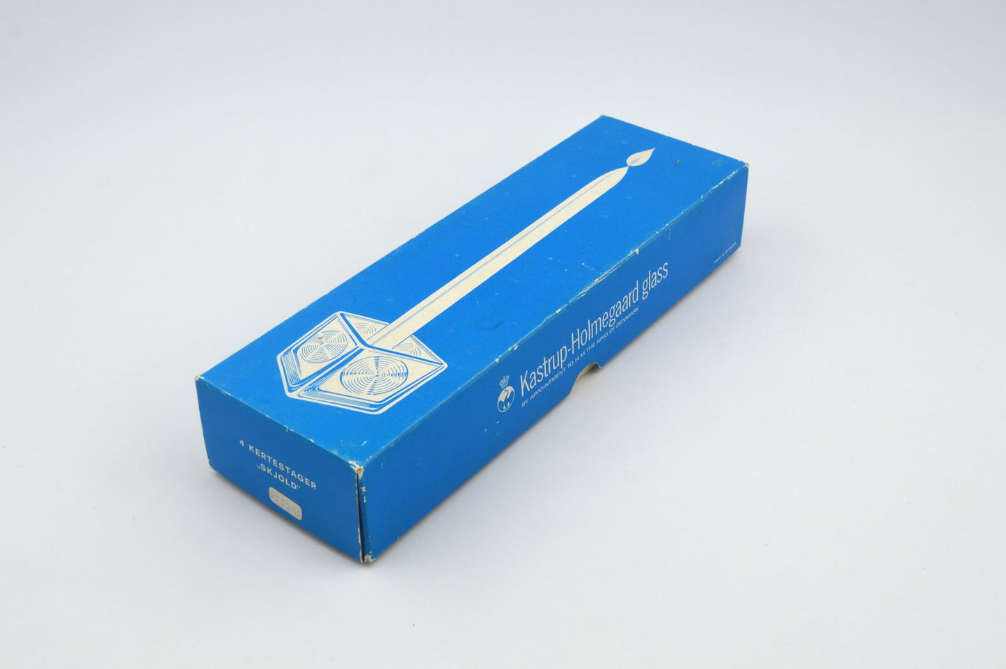 Mid-Century 1960s Holmegaard Danmark Skjold Kerzenhalter originalverpackt Per Lütken (1916-1998) Design 1960s – Danish Modern Designklassiker