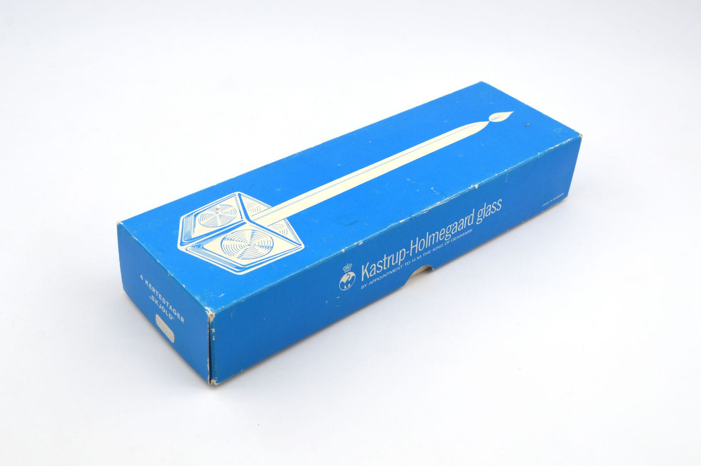 Mid-Century 1960s Holmegaard Danmark Skjold Kerzenhalter originalverpackt Per Lütken (1916-1998) Design 1960s – Danish Modern Designklassiker