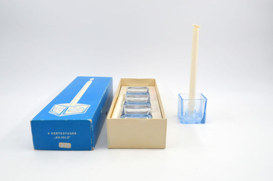 Mid-Century 1960s Holmegaard Danmark Skjold Kerzenhalter originalverpackt Per Lütken (1916-1998) Design 1960s – Danish Modern Designklassiker