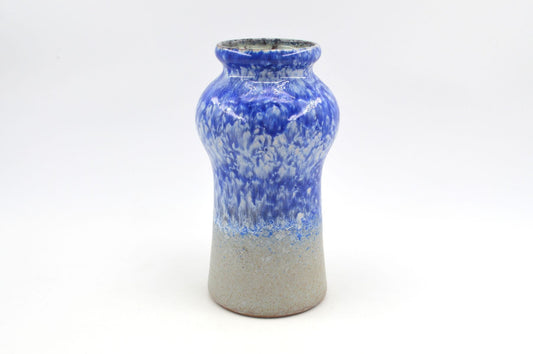 Mid-Century VEB Strehla 1437 Keramik Vase mit blauer Fat-Lava Glasur - 1960s DDR Vintage Studiokeramik ostdeutsche Fat-Lava Keramik Vase