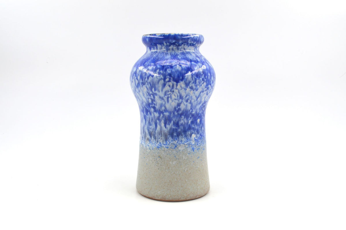 Mid-Century VEB Strehla 1437 Keramik Vase mit blauer Fat-Lava Glasur - 1960s DDR Vintage Studiokeramik ostdeutsche Fat-Lava Keramik Vase