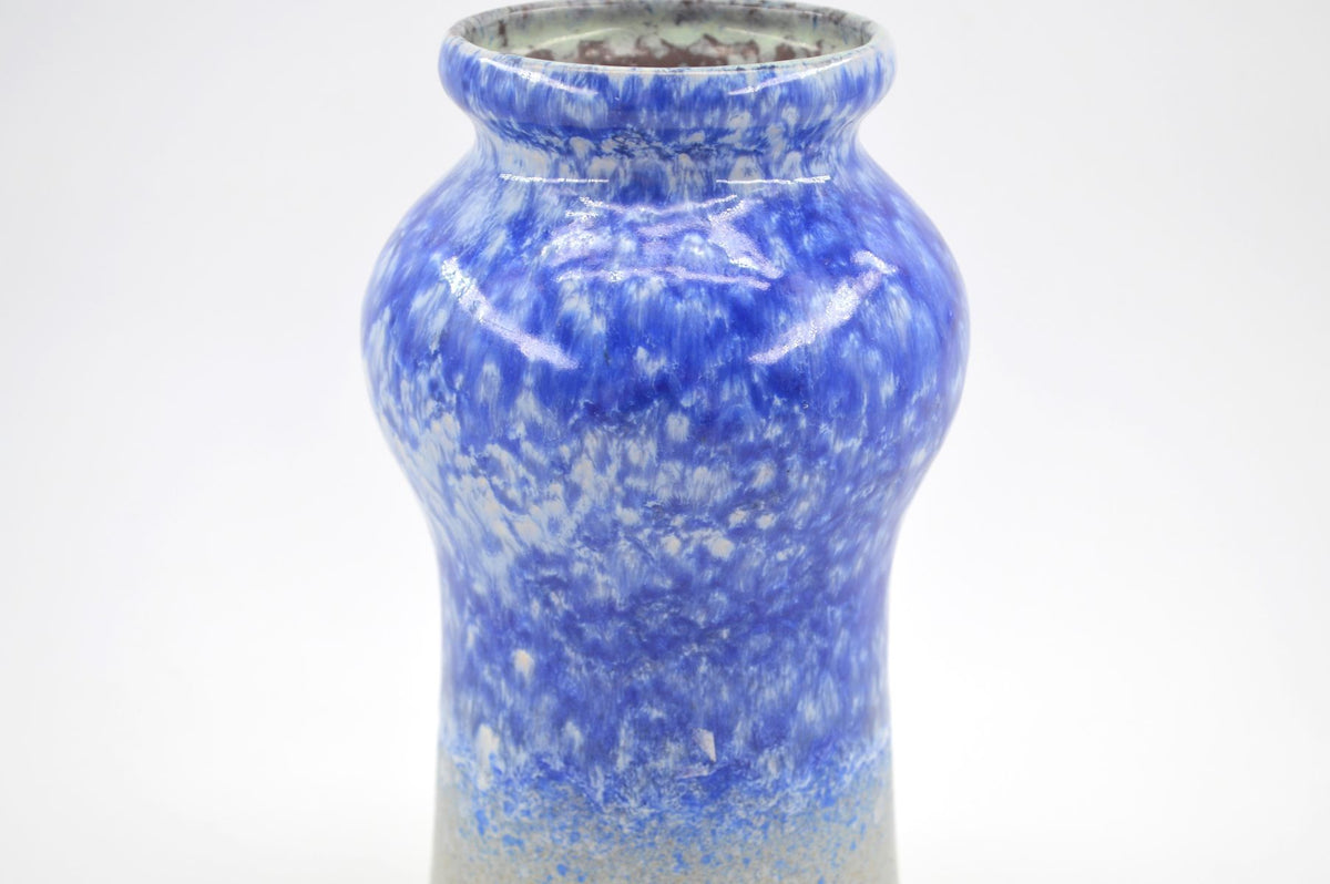 Mid-Century VEB Strehla 1437 Keramik Vase mit blauer Fat-Lava Glasur - 1960s DDR Vintage Studiokeramik ostdeutsche Fat-Lava Keramik Vase