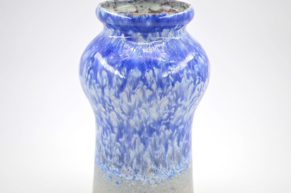Mid-Century VEB Strehla 1437 Keramik Vase mit blauer Fat-Lava Glasur - 1960s DDR Vintage Studiokeramik ostdeutsche Fat-Lava Keramik Vase