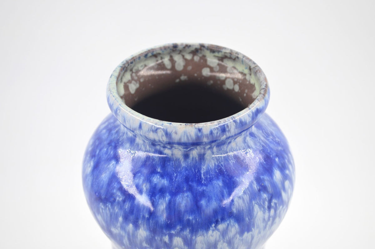 Mid-Century VEB Strehla 1437 Keramik Vase mit blauer Fat-Lava Glasur - 1960s DDR Vintage Studiokeramik ostdeutsche Fat-Lava Keramik Vase