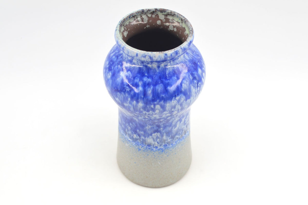 Mid-Century VEB Strehla 1437 Keramik Vase mit blauer Fat-Lava Glasur - 1960s DDR Vintage Studiokeramik ostdeutsche Fat-Lava Keramik Vase