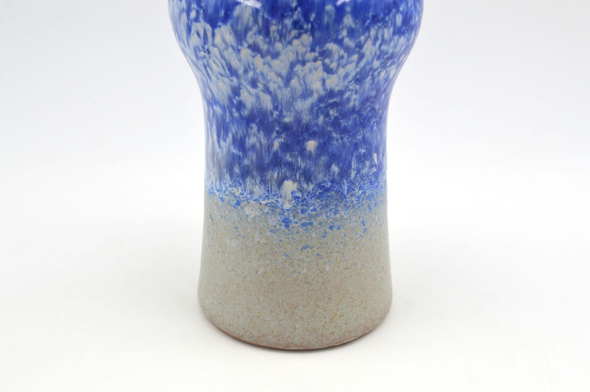 Mid-Century VEB Strehla 1437 Keramik Vase mit blauer Fat-Lava Glasur - 1960s DDR Vintage Studiokeramik ostdeutsche Fat-Lava Keramik Vase