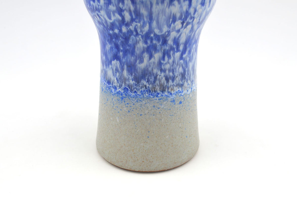 Mid-Century VEB Strehla 1437 Keramik Vase mit blauer Fat-Lava Glasur - 1960s DDR Vintage Studiokeramik ostdeutsche Fat-Lava Keramik Vase