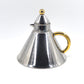 Vintage 1980s Inoxpran Orchidea Design Wasserkessel 18-10 mit Goldverzierung Made in Italy - italienisches MCM Memphis Design