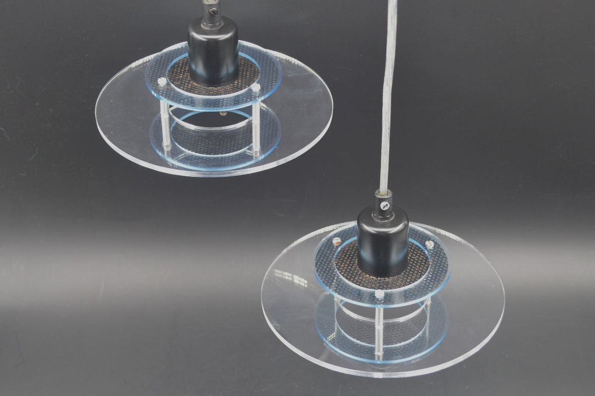 Dänische Design Light AS Denmark „Space“ Hängelampen 1980s skandinavische Mid-Century Vintage Space-Age Designlampen aus Acrylglas