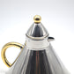 Vintage 1980s Inoxpran Orchidea Design Wasserkessel 18-10 mit Goldverzierung Made in Italy - italienisches MCM Memphis Design