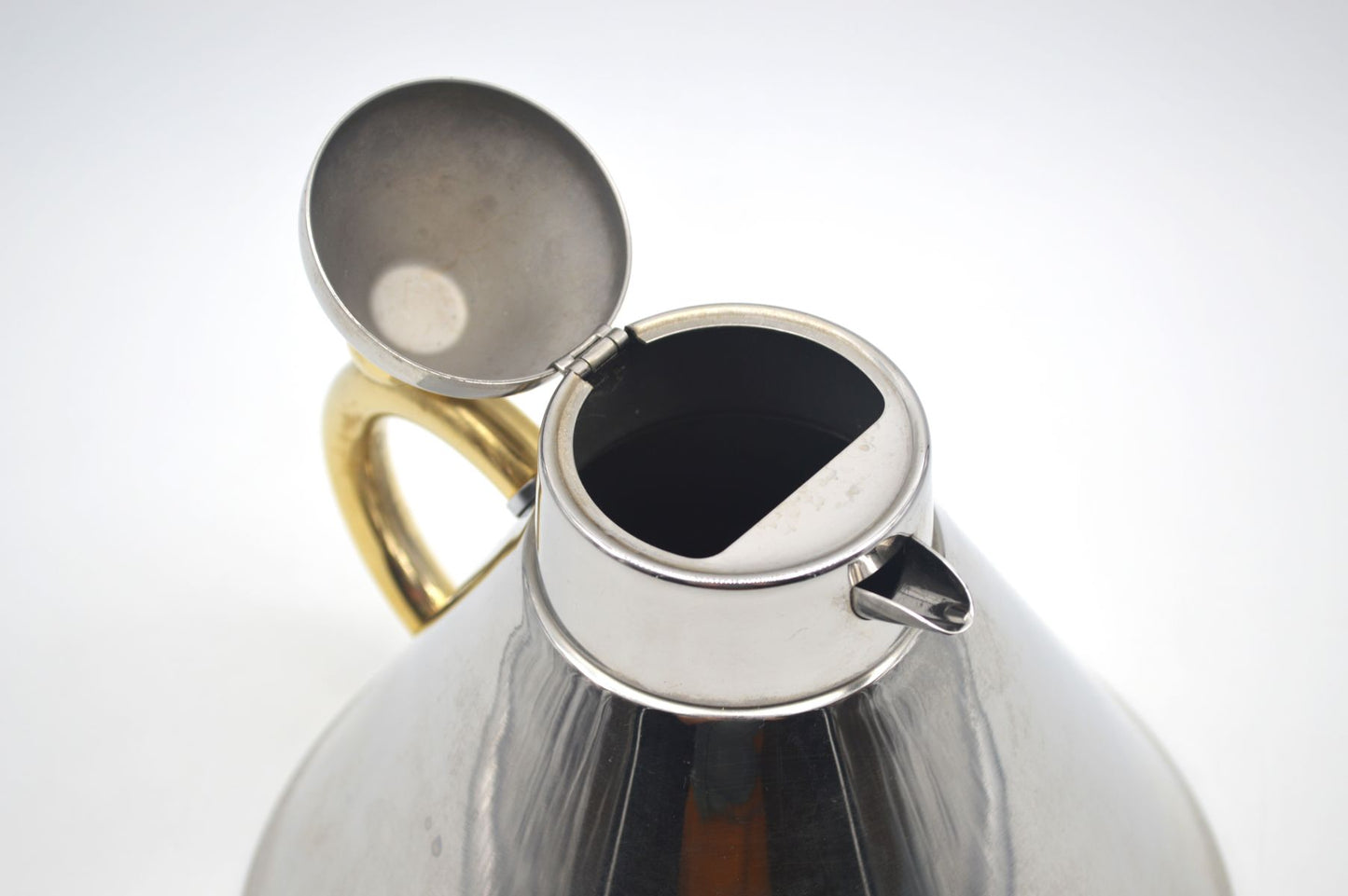 Vintage 1980s Inoxpran Orchidea Design Wasserkessel 18-10 mit Goldverzierung Made in Italy - italienisches MCM Memphis Design