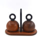 MCM Bodum Denmark kugelförmige Teakholz Salz und Pfeffer Mühlen 1980s Richard Nissen Danish Modern Designklassiker - dänisches Vintage Design