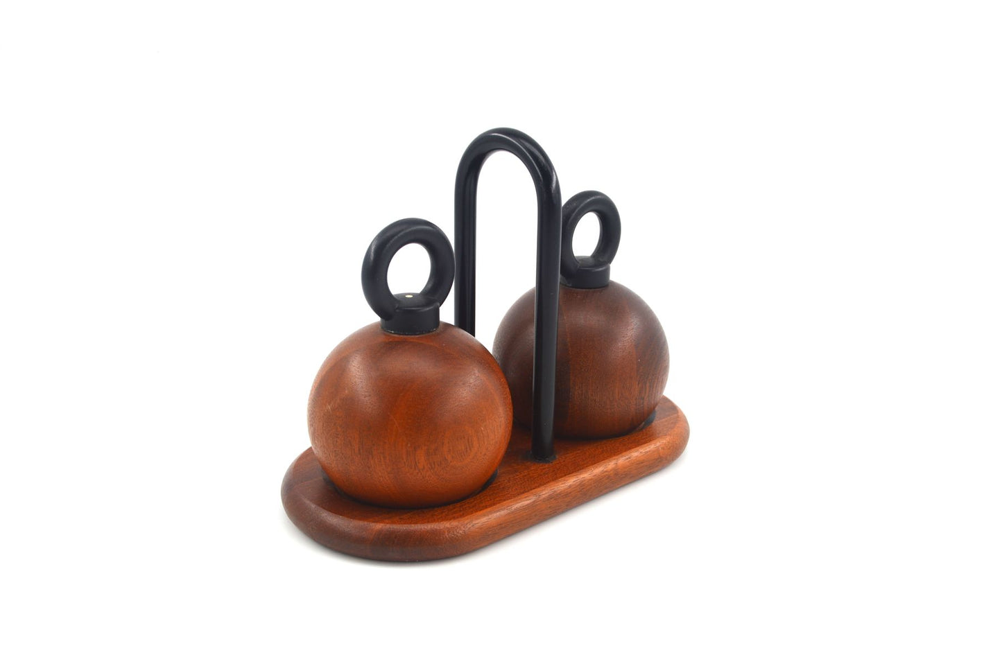 MCM Bodum Denmark kugelförmige Teakholz Salz und Pfeffer Mühlen 1980s Richard Nissen Danish Modern Designklassiker - dänisches Vintage Design