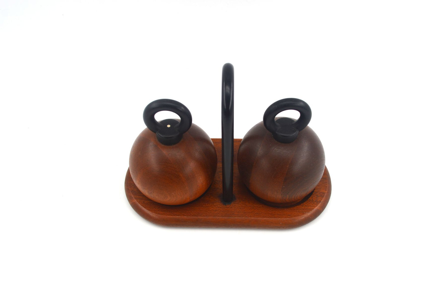 MCM Bodum Denmark kugelförmige Teakholz Salz und Pfeffer Mühlen 1980s Richard Nissen Danish Modern Designklassiker - dänisches Vintage Design
