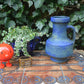 Große Karlsruher Majolika Vase 7318 1970s Friedgard Glatzle Design Mid-Century WGP Blaue Fat-Lava Glasur