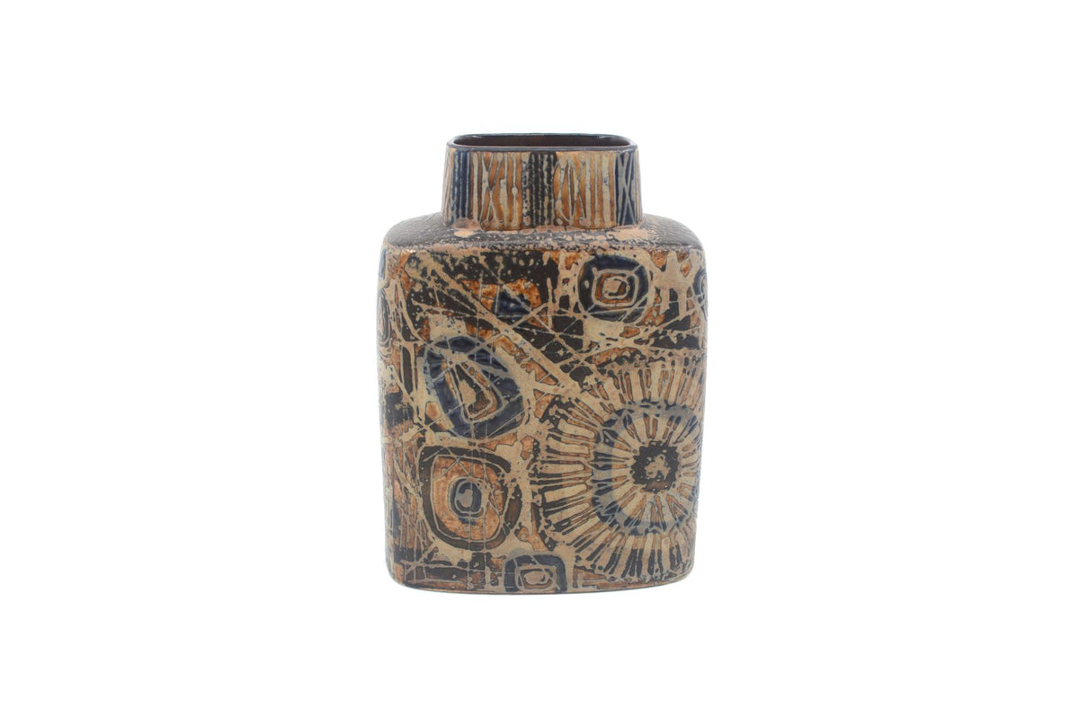Vintage Royal Copenhagen Dänemark 870/3121 Nils Thorsson Sunflower Design Fajance Vase, Danish Design 1960er Jahre MCM dänischer Designklassiker