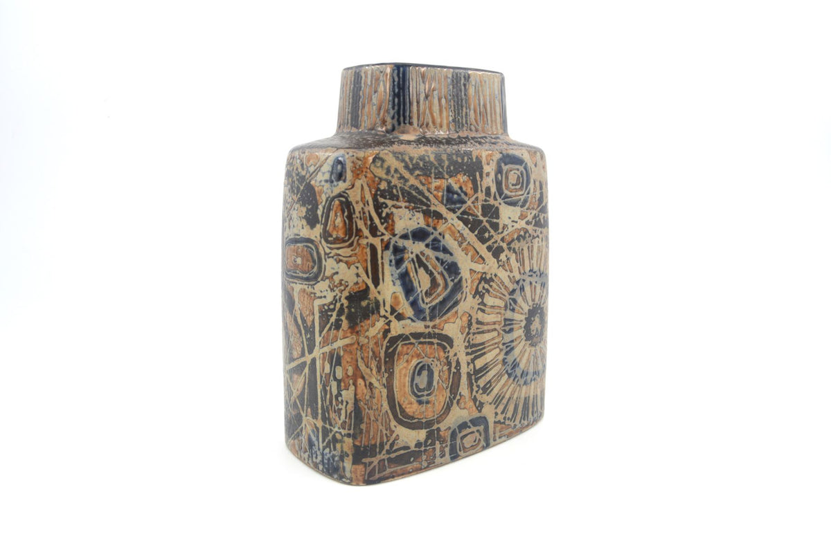 Vintage Royal Copenhagen Dänemark 870/3121 Nils Thorsson Sunflower Design Fajance Vase, Danish Design 1960er Jahre MCM dänischer Designklassiker