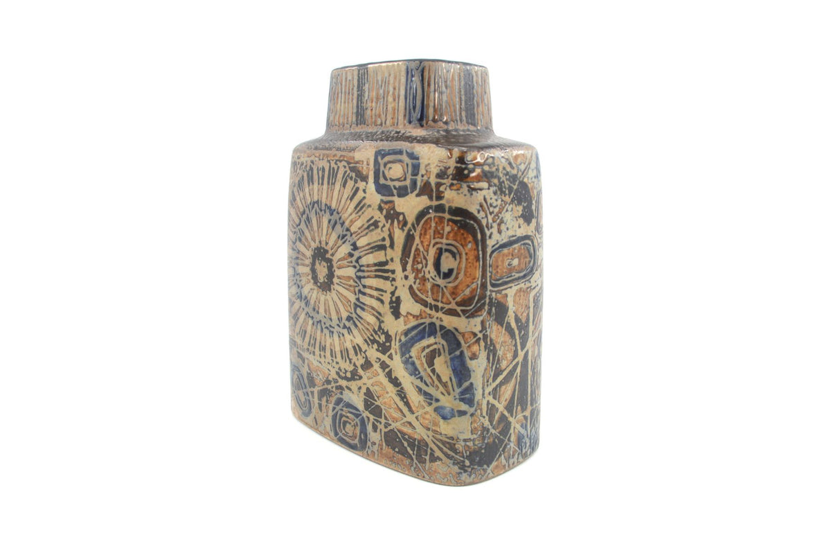 Vintage Royal Copenhagen Dänemark 870/3121 Nils Thorsson Sunflower Design Fajance Vase, Danish Design 1960er Jahre MCM dänischer Designklassiker