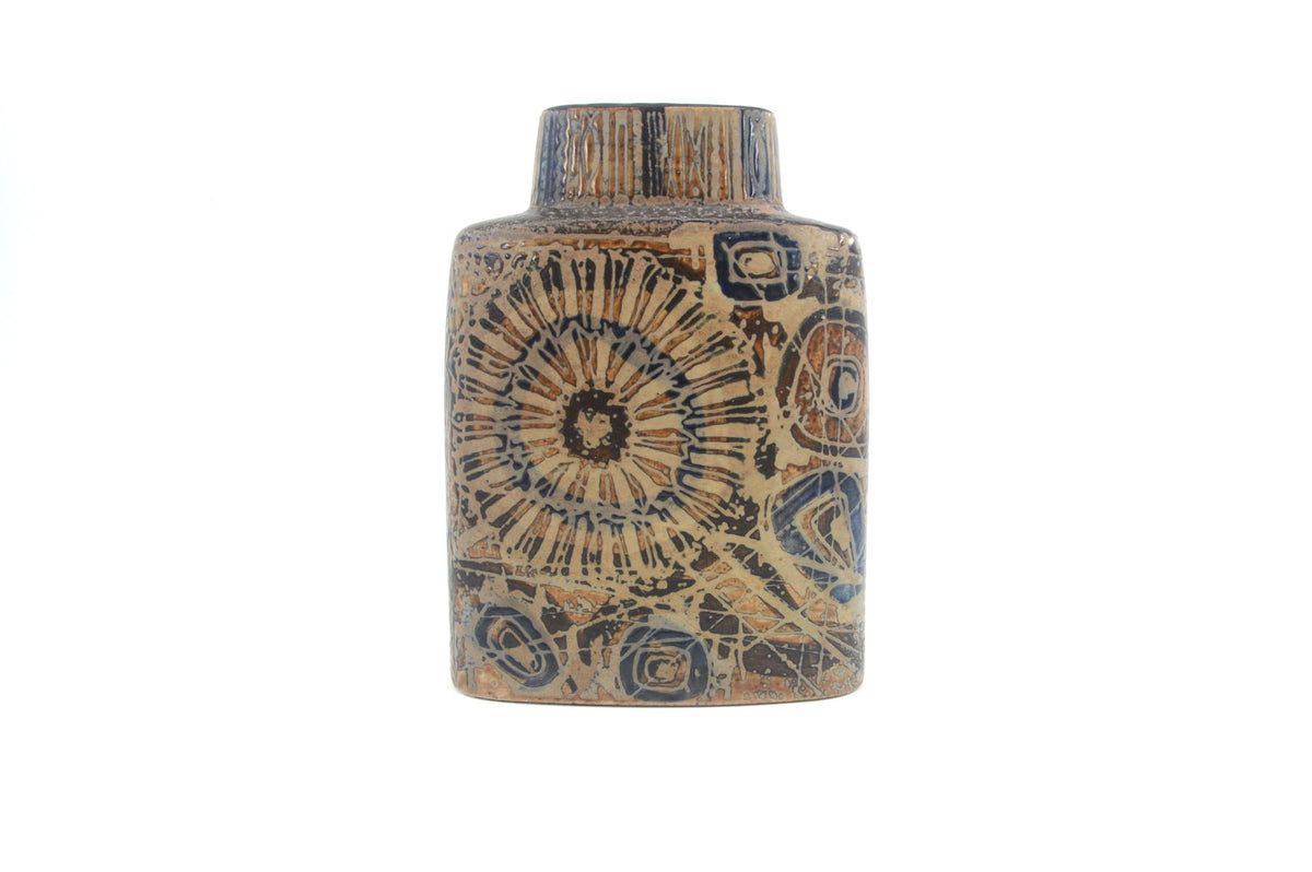 Vintage Royal Copenhagen Dänemark 870/3121 Nils Thorsson Sunflower Design Fajance Vase, Danish Design 1960er Jahre MCM dänischer Designklassiker
