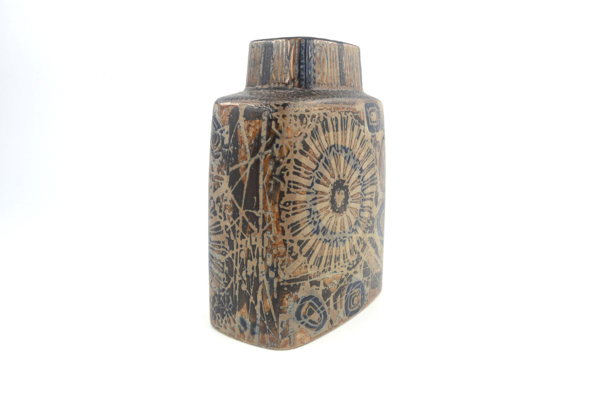 Vintage Royal Copenhagen Dänemark 870/3121 Nils Thorsson Sunflower Design Fajance Vase, Danish Design 1960er Jahre MCM dänischer Designklassiker