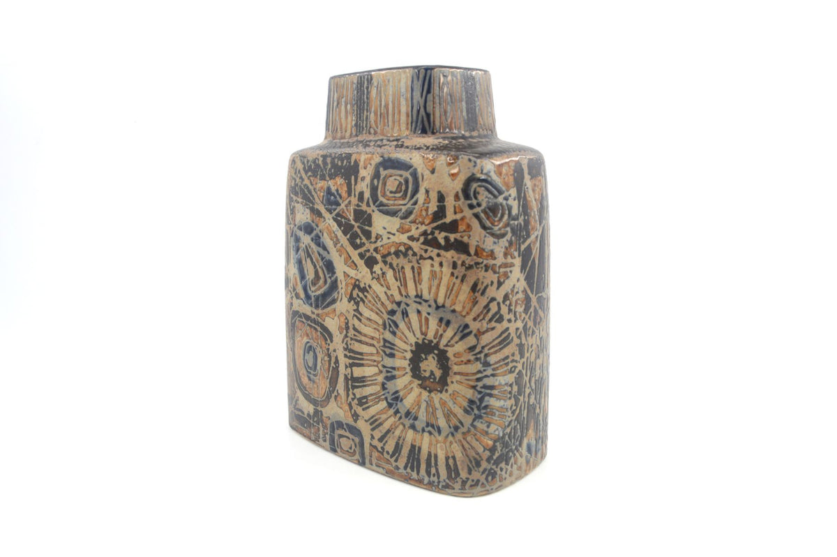 Vintage Royal Copenhagen Dänemark 870/3121 Nils Thorsson Sunflower Design Fajance Vase, Danish Design 1960er Jahre MCM dänischer Designklassiker