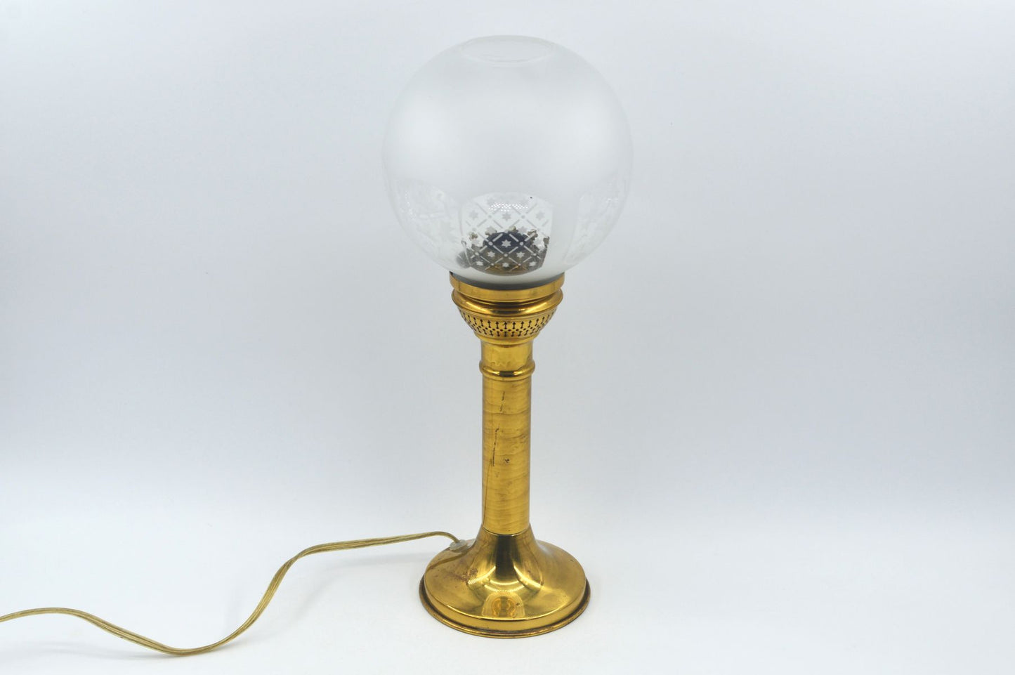Mid-Century Modern dänische Design Tischlampe mit Glasschirm 1960s maritime handgearbeitete dänische Vintage Lampe Danish Modern Designklassiker