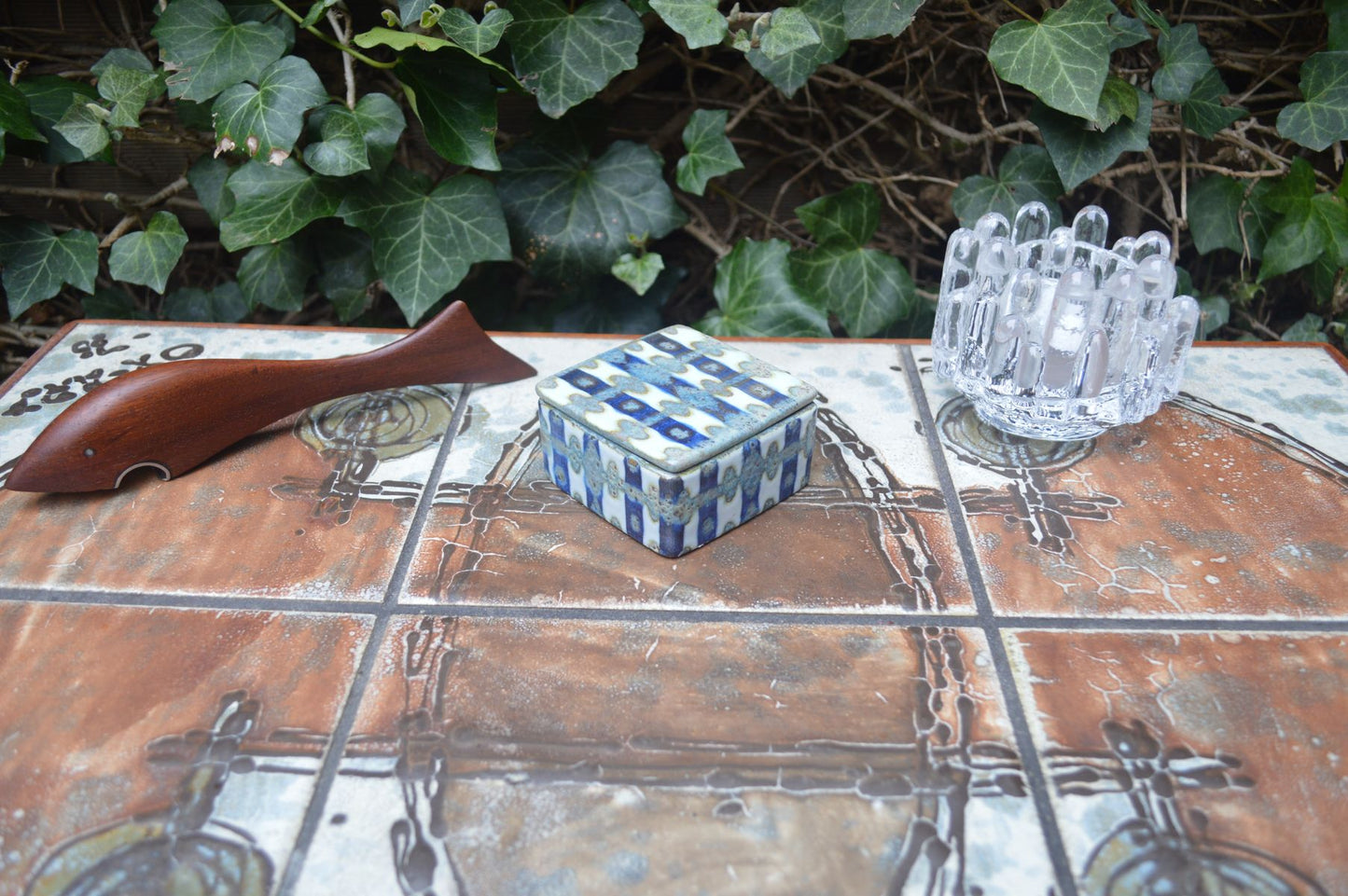 Vintage Royal Copenhagen Nils Thorsson Baca Fajance Dose 711/3267 1960s Mid-Century Danish Modern Design