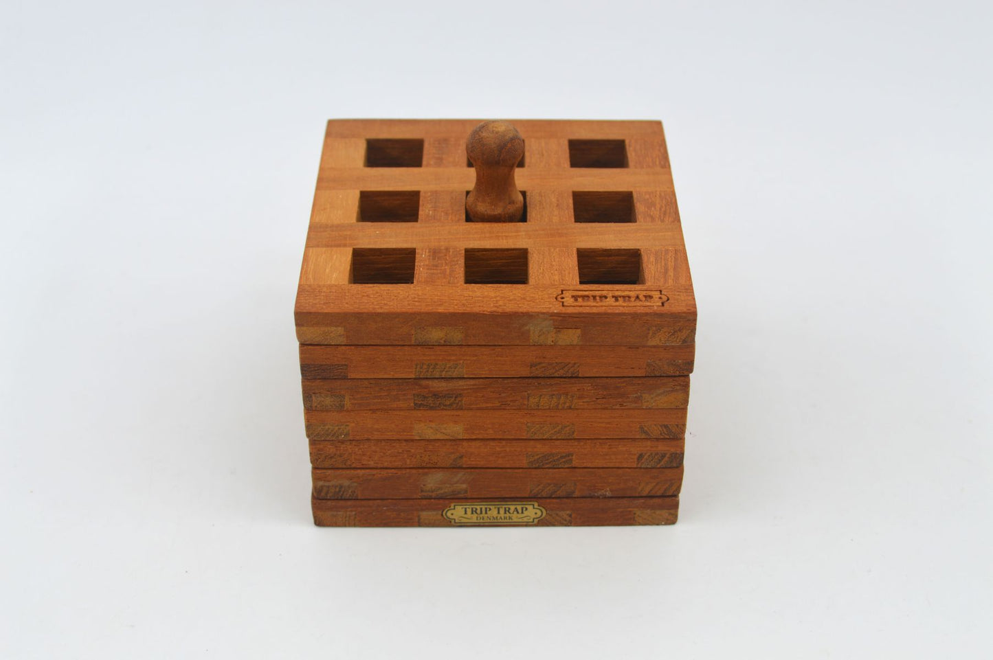 Seltene Mid-Century Trip Trap Danmark Teakholz Untersetzer Set mit 6 Untersetzern 1970s Danish Modern Design – zeitgenössisches dänisches Vintage Design