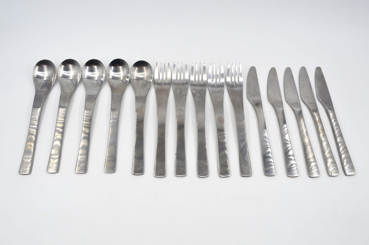 Vintage Aida Cool Besteck Mads Odgaard Design, Dänemark - dänisches Mid Century Besteck 1980er Jahre, Edelstahl gebürstet, Vintage Küchenbesteck