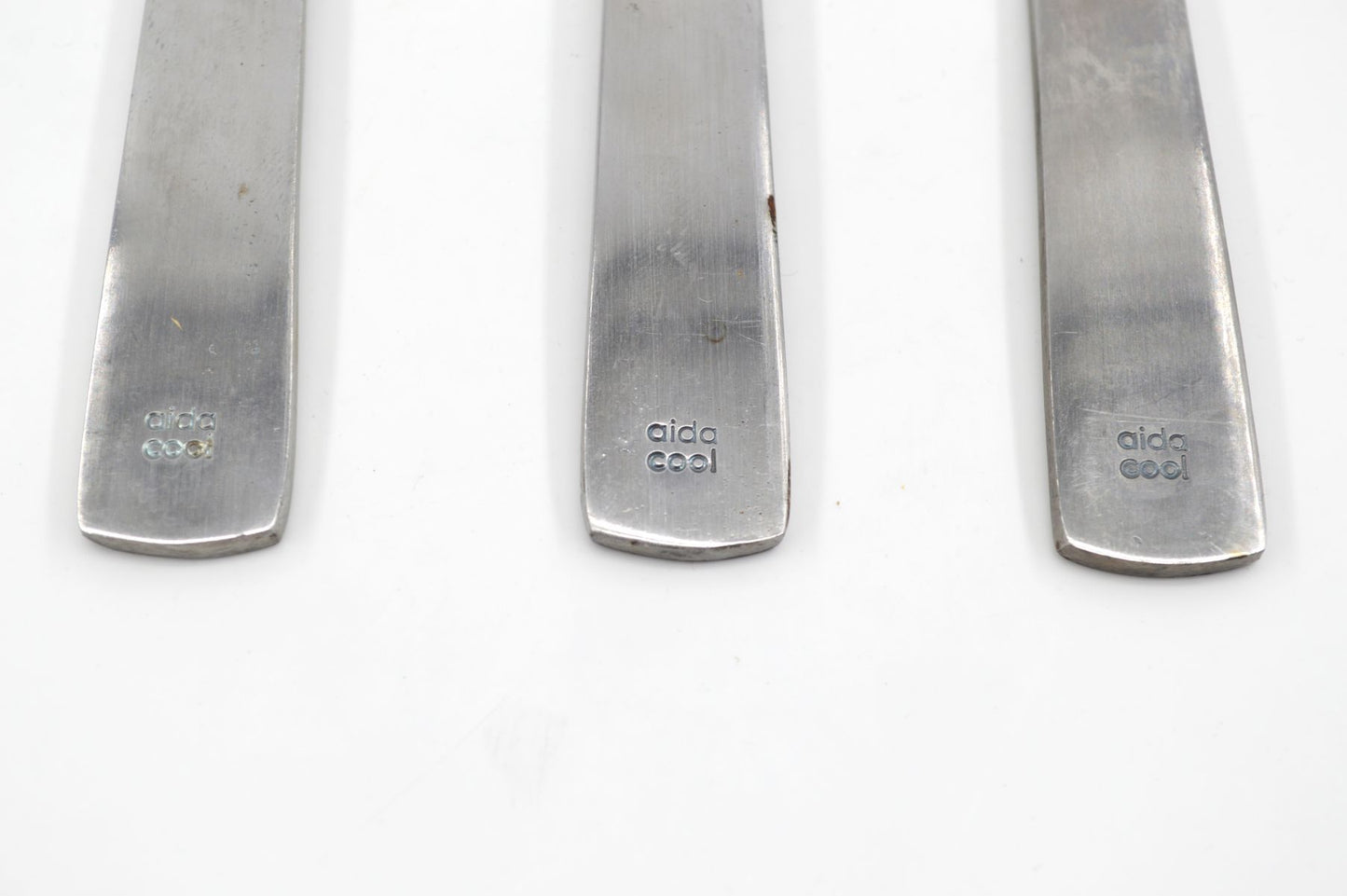 Vintage Aida Cool Besteck Mads Odgaard Design, Dänemark - dänisches Mid Century Besteck 1980er Jahre, Edelstahl gebürstet, Vintage Küchenbesteck