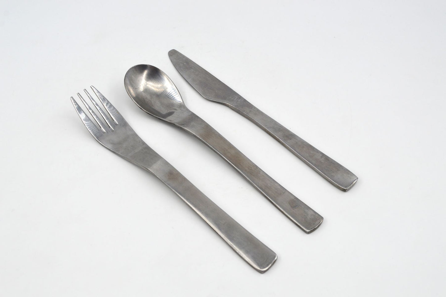 Vintage Aida Cool Besteck Mads Odgaard Design, Dänemark - dänisches Mid Century Besteck 1980er Jahre, Edelstahl gebürstet, Vintage Küchenbesteck