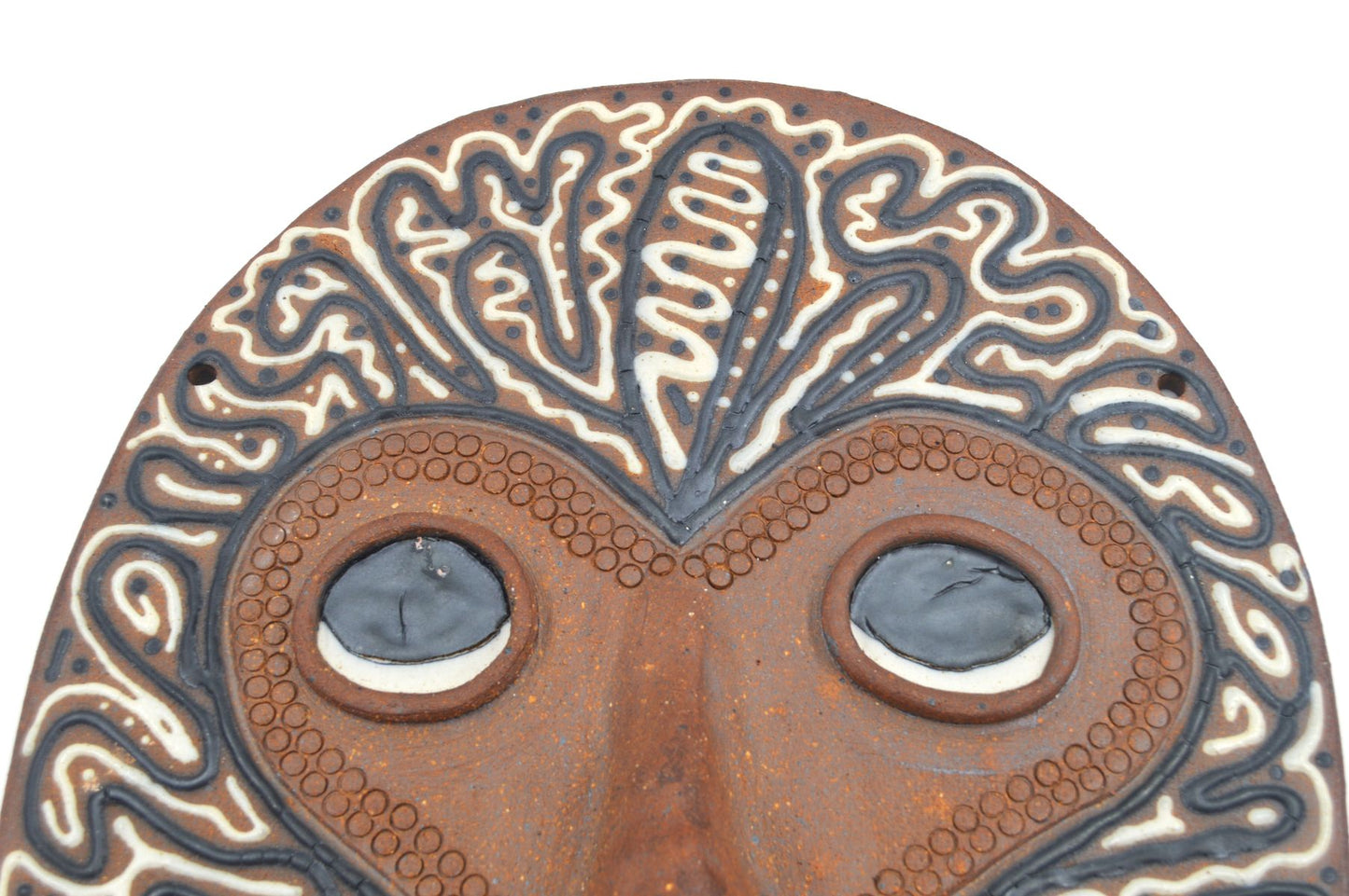 Mid-Century Modern Aase Løkken Studiokeramik Wandbild Wandskulptur 1980s African Design zeitgenössische dänische Kunstkeramik MCM Art