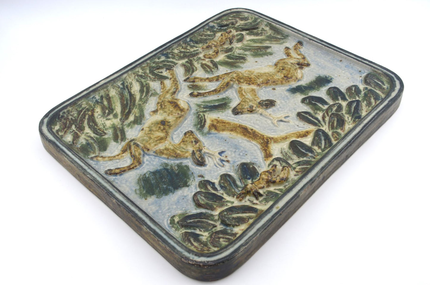 Große Royal Copenhagen 21732 Knud Kyhn Steingut Wandplatte aus Dänemark, extrem seltene dänische 1960er Jahre MCM Kunstkeramik