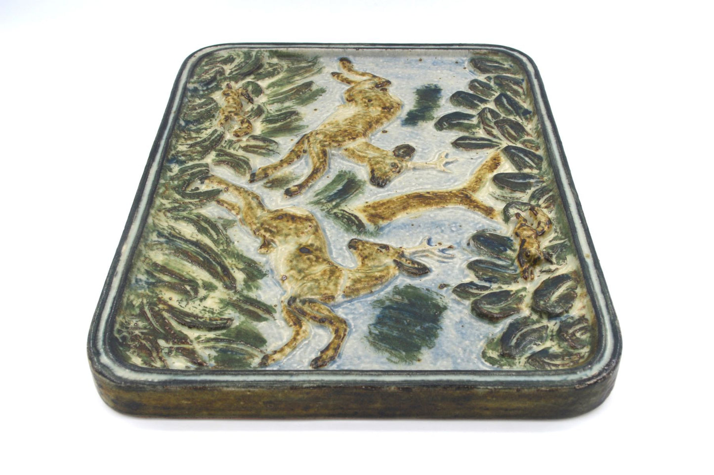 Große Royal Copenhagen 21732 Knud Kyhn Steingut Wandplatte aus Dänemark, extrem seltene dänische 1960er Jahre MCM Kunstkeramik
