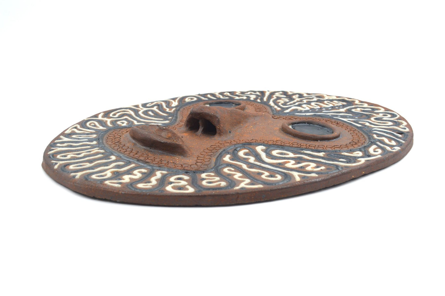 Mid-Century Modern Aase Løkken Studiokeramik Wandbild Wandskulptur 1980s African Design zeitgenössische dänische Kunstkeramik MCM Art