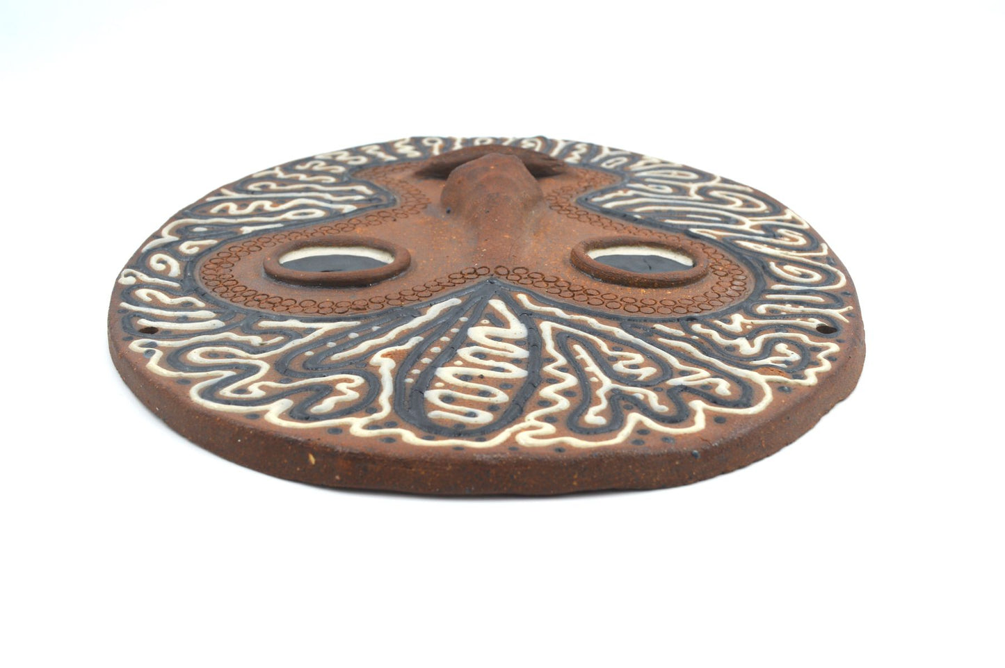 Mid-Century Modern Aase Løkken Studiokeramik Wandbild Wandskulptur 1980s African Design zeitgenössische dänische Kunstkeramik MCM Art