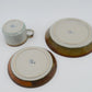Mid-Century Modern Desiree Stentøj Danmark Diskos Design Geschirr Tasse, Unterteller, Teller 1960s Danish Modern Designklassiker