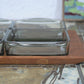 Mid-Century Teakholz Tablett mit Rauchglas Anbietschalen 1960s Danish Design