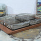 Mid-Century Teakholz Tablett mit Rauchglas Anbietschalen 1960s Danish Design
