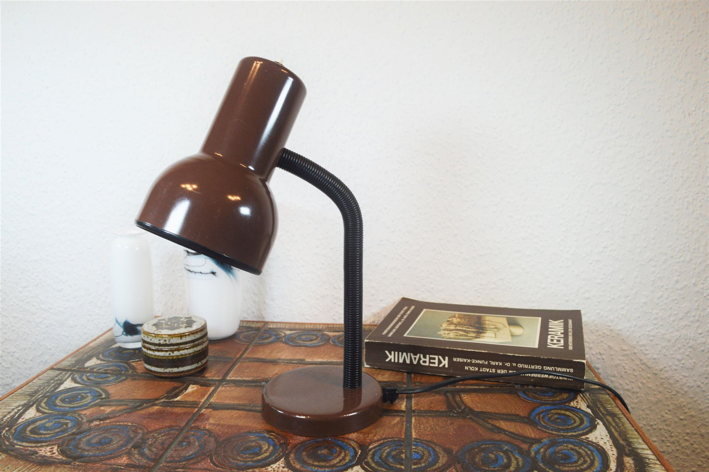 Ægte vintage artikulerende hals metal bordlampe 1970'erne Pop Art Design