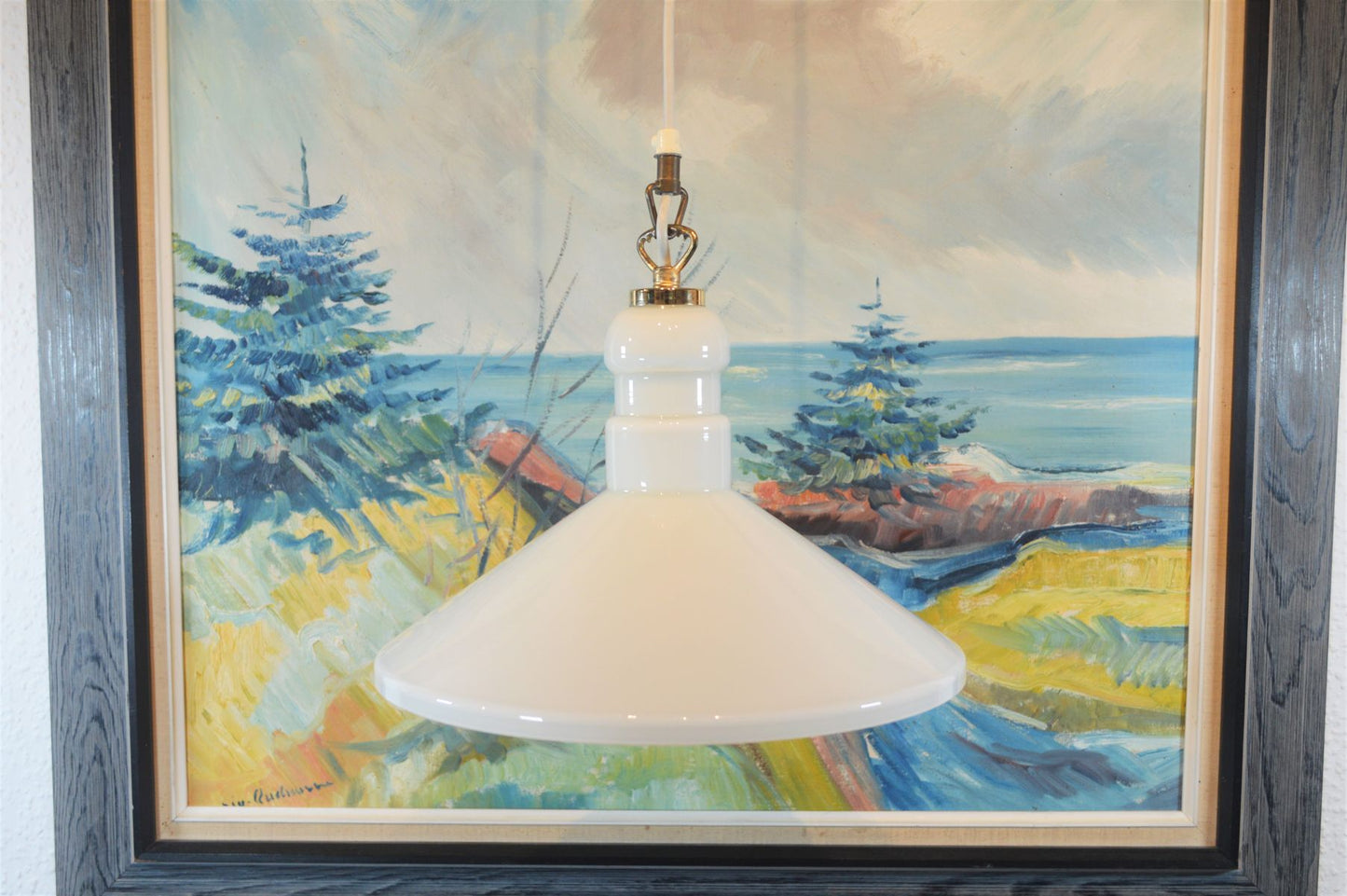 Opalglas Design Lampe Dänemark 1970s Hängelampe Danish Design