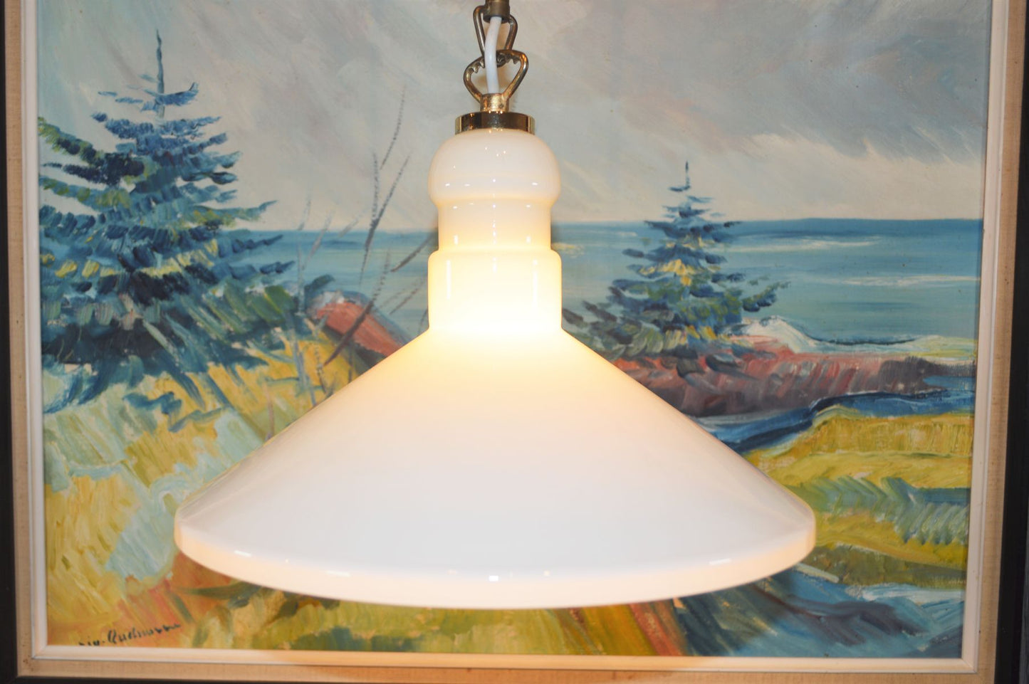 Opalglas Design Lampe Dänemark 1970s Hängelampe Danish Design