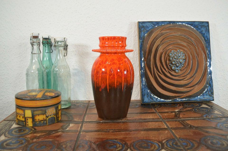 Vintage WGP Dümler & Breiden Keramik Vase 82/21 1970er Jahre Fat Lava Glasur Mid-Century Modern Pop-Art Design