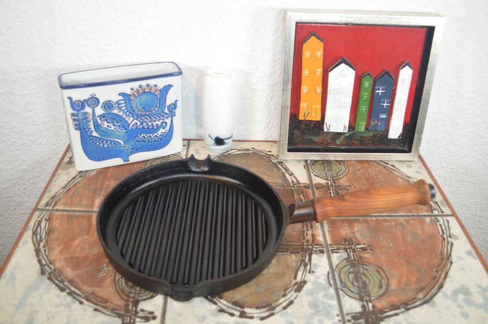 Vintage Ronneby Bruk Sweden Ronab Le Gourmet Gense Sweden Design 1980s schwedische handgearbeitete Gusseisen Grill Pfanne