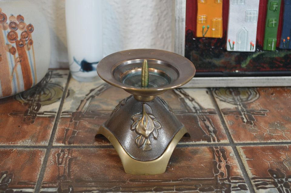 Mid-Century Aedel Malm Denmark Bronze Candle Holder 1960s Danish Design